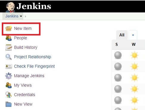 Jenkins dashboard