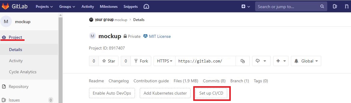 Select CI/CD set up from your repository
